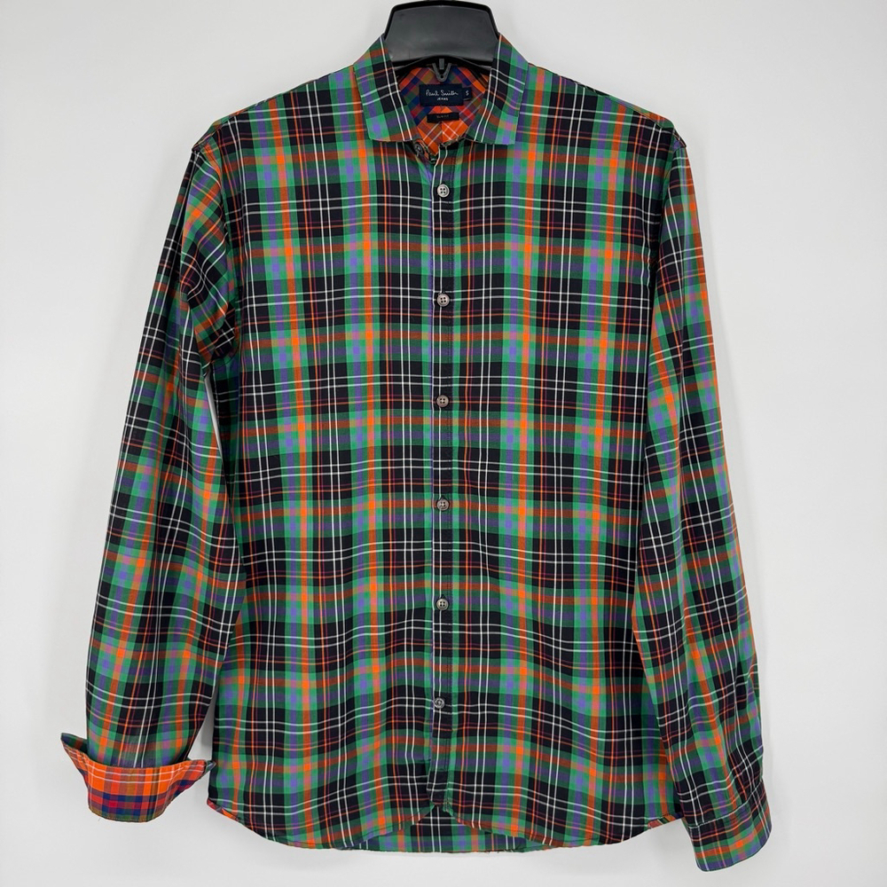 Paul Smith Jeans Plaid Casual Button Down Shirt S Green Orange - Authenticated